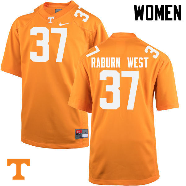 Women #37 Charles Raburn West Tennessee Volunteers College Football Jerseys-Orange